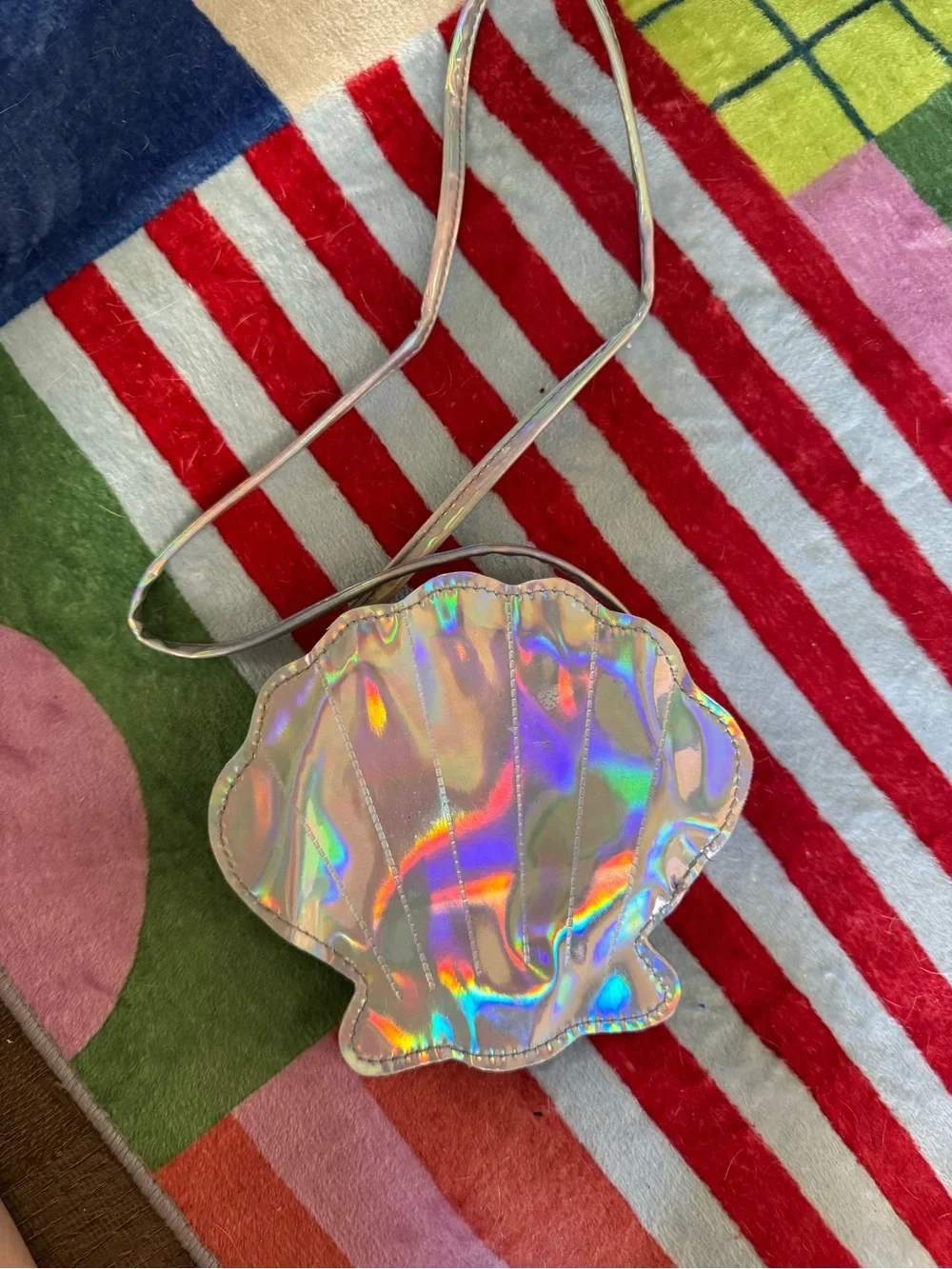 Holographic Shell Crossbody Bag - Iridescent Silver
